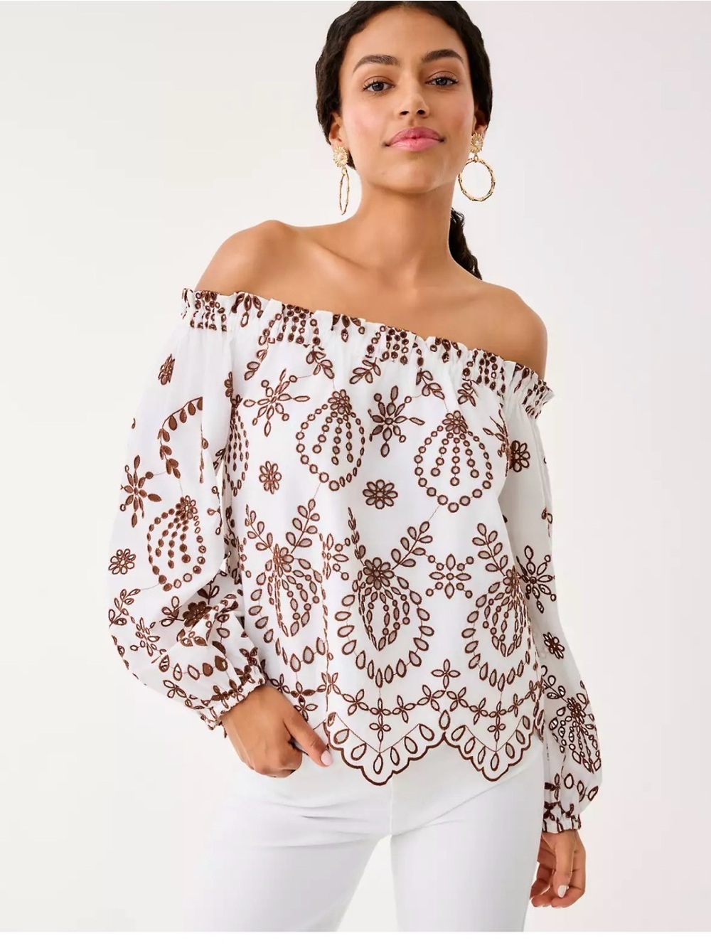 Lilly Pulitzer Ketsia Eyelet Off-the-Shoulder Top sz M
